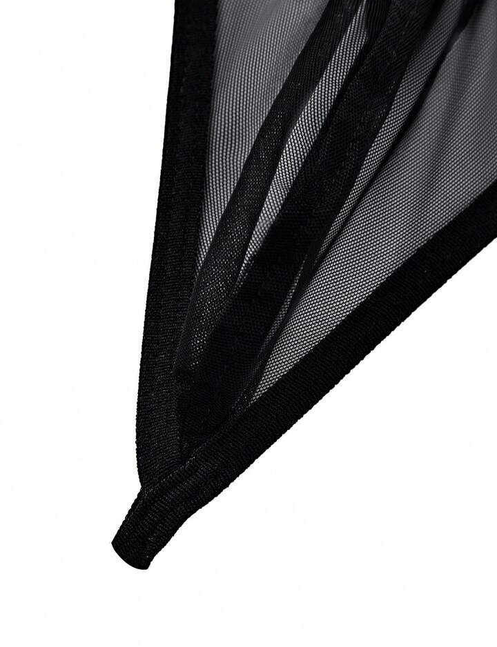 Men's Black Mesh Thong Underwear Whit Ring Detail